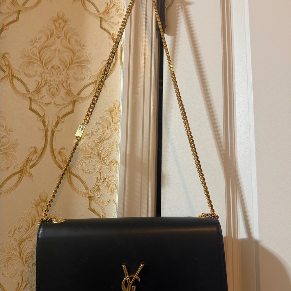 Yves Saint Laurent Black Crossbody Bag with Gold Chain